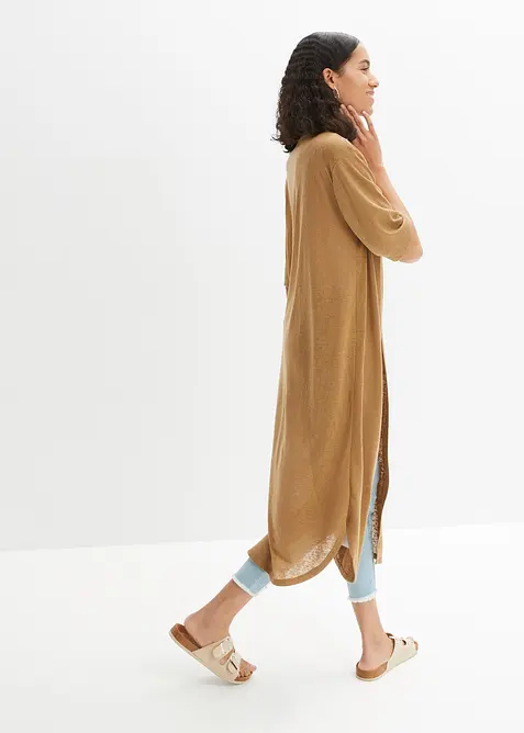 Cardigan lungo effetto lino, bonprix