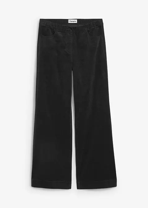 Pantaloni larghi in velluto a coste elasticizzato, vita alta, bonprix