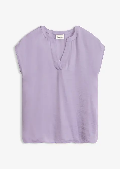 Blusa in satin a maniche corte, taglio morbido a spalle scese, bonprix