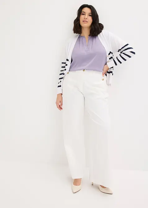 Blusa in satin a maniche corte, taglio morbido a spalle scese, bonprix