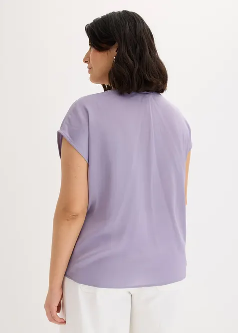 Blusa in satin a maniche corte, taglio morbido a spalle scese, bonprix