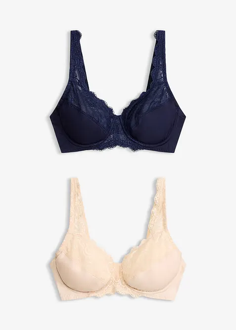 Reggiseno con ferretto e pizzo delicato (pacco da 2), bonprix