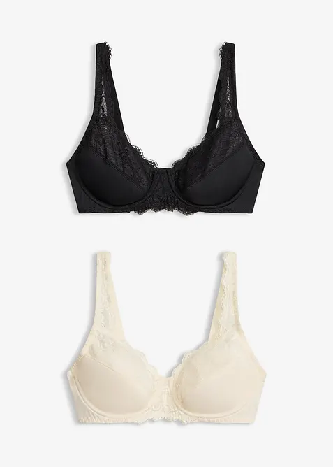 Reggiseno con ferretto e pizzo delicato (pacco da 2), bonprix