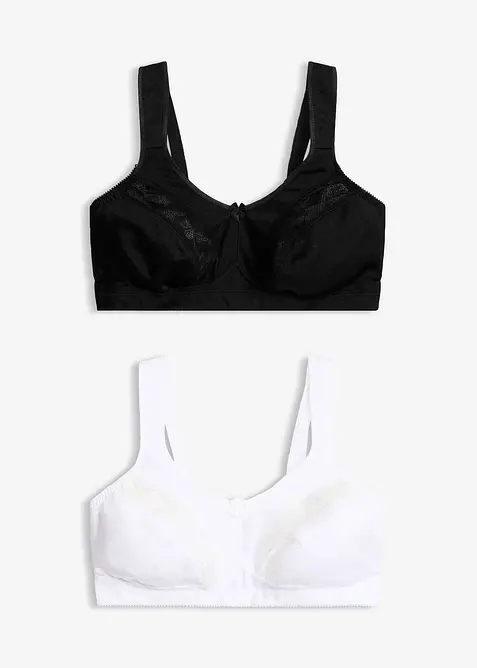Reggiseno contenitivo senza ferretto con spalline imbottite (pacco da 2), bonprix