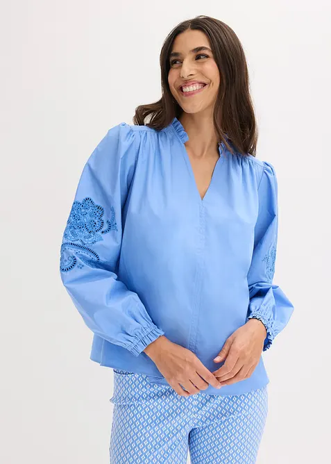 Tunica di cotone con ricami traforati, bonprix