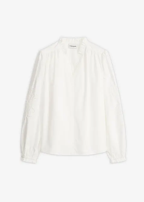 Tunica di cotone con ricami traforati, bonprix