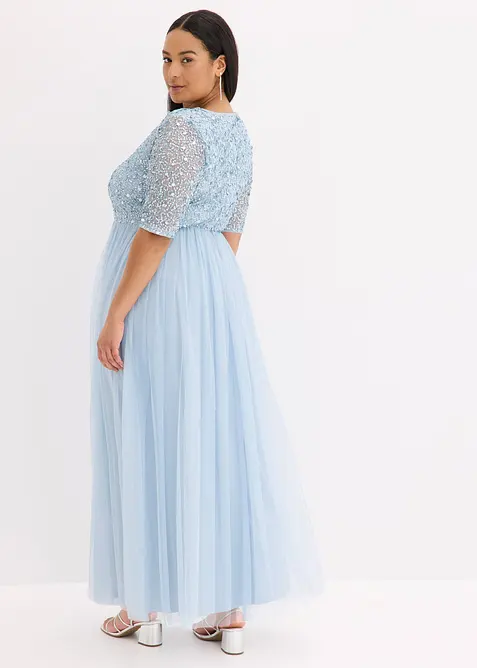 Abito da sera in tulle delicato con ricamo e paillettes, bonprix