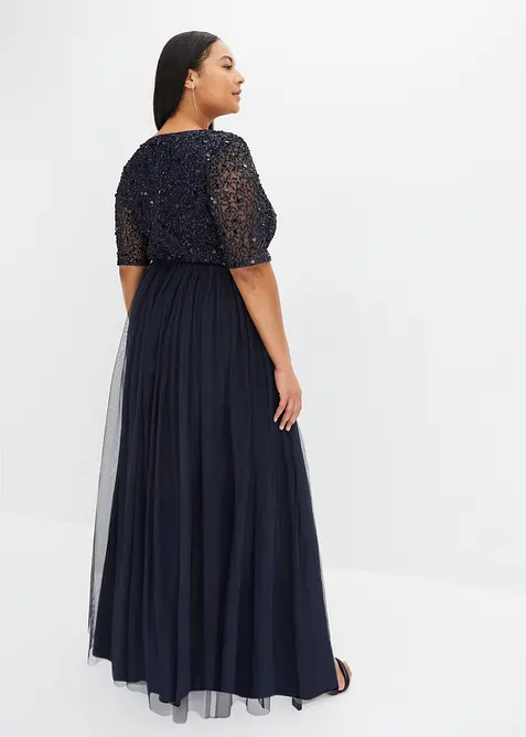 Abito da sera in tulle delicato con ricamo e paillettes, bonprix