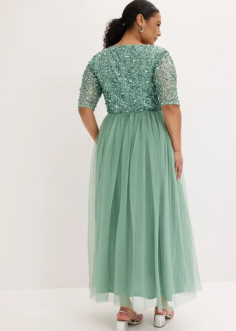 Abito da sera in tulle delicato con ricamo e paillettes, bonprix