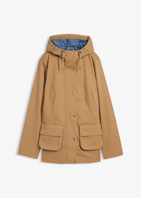 Giacca tecnica idrorepellente con fodera a quadri, bonprix