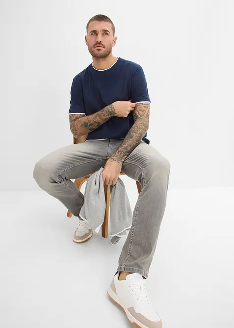 T-shirt effetto 2 in 1 in filato fiammato, bonprix