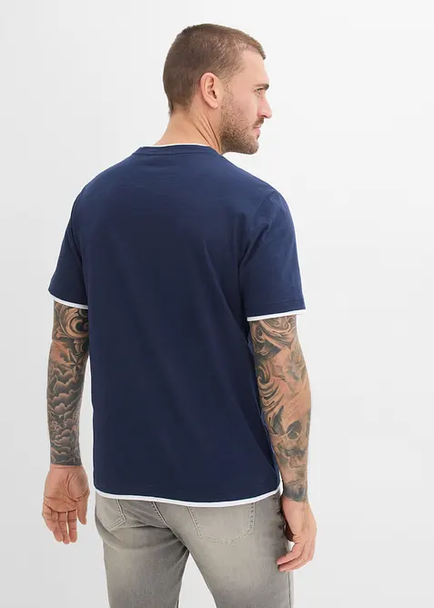 T-shirt effetto 2 in 1 in filato fiammato, bonprix