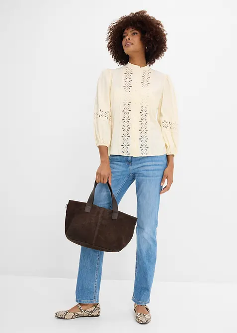 Jeans dritti con girovita comodo, vita media, bonprix