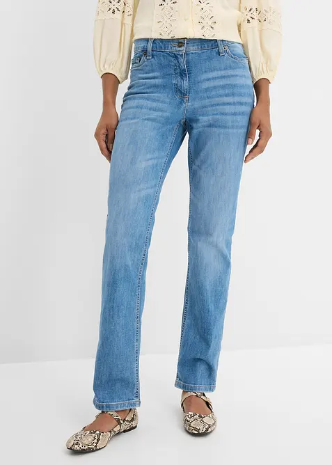 Jeans dritti con girovita comodo, vita media, bonprix