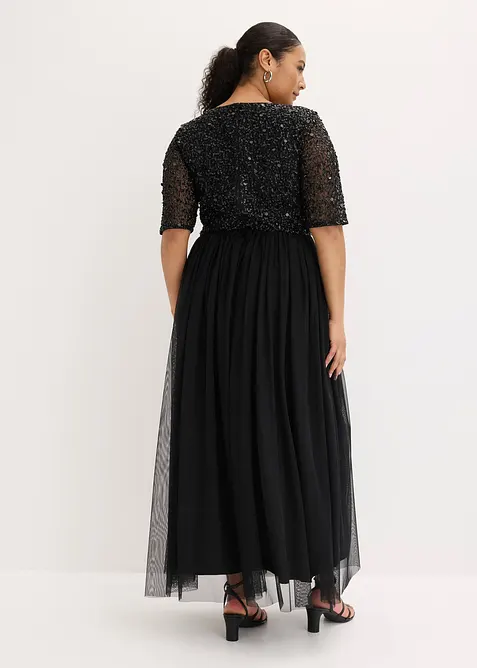 Abito da sera in tulle delicato con ricamo e paillettes, bonprix