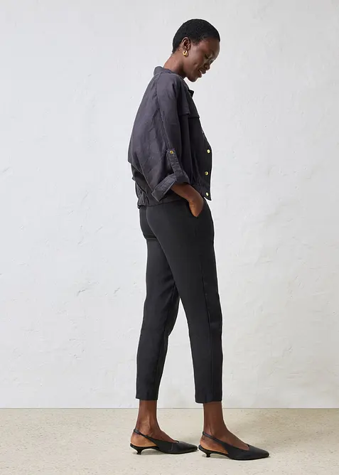 Pantaloni cropped in puro lino, bonprix