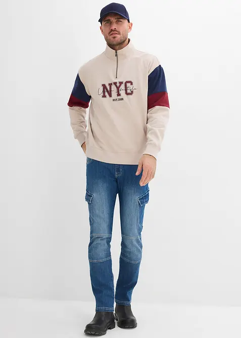 Jeans cargo leggeri comodi in vita, regular fit straight, bonprix