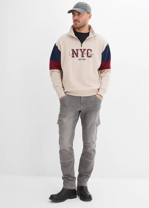 Jeans cargo leggeri comodi in vita, regular fit straight, bonprix