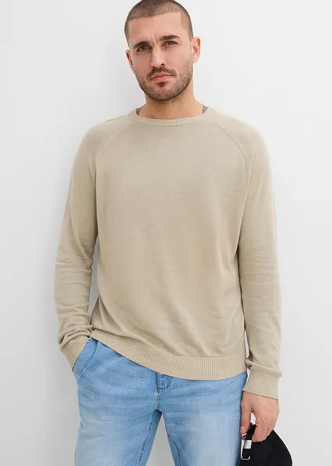 Maglione leggero in filato fine misto lino, bonprix