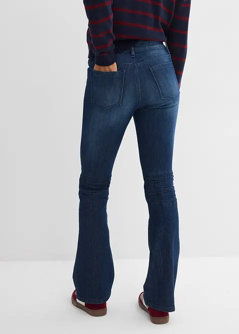 Jeans a zampa elasticizzati, vita media, bonprix
