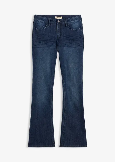 Jeans a zampa elasticizzati, vita media, bonprix
