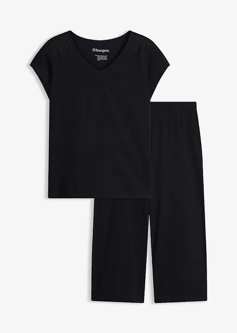 Pigiama con pantaloni culotte corti e larghi, bonprix