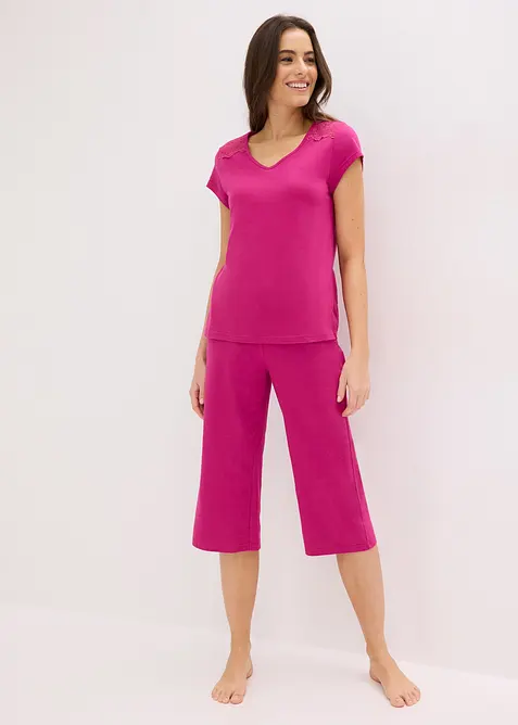 Pigiama con pantaloni culotte corti e larghi, bonprix