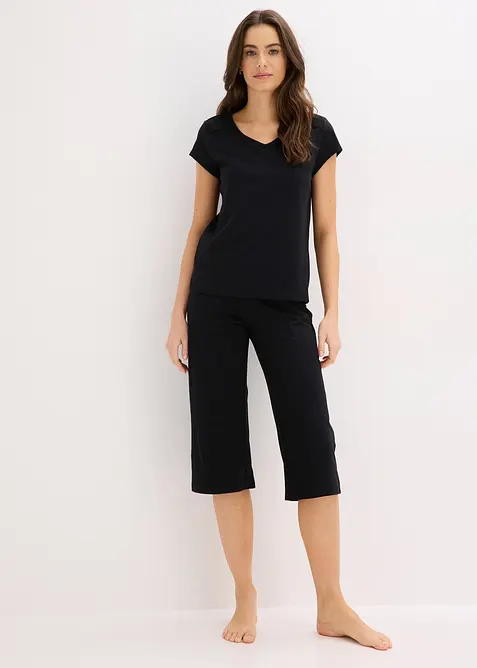 Pigiama con pantaloni culotte corti e larghi, bonprix