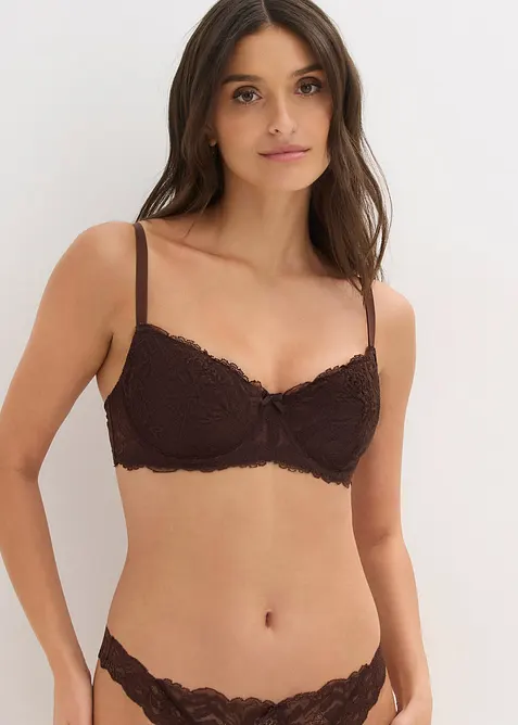Reggiseno con ferretto, piccola imbottitura e pizzo delicato, bonprix