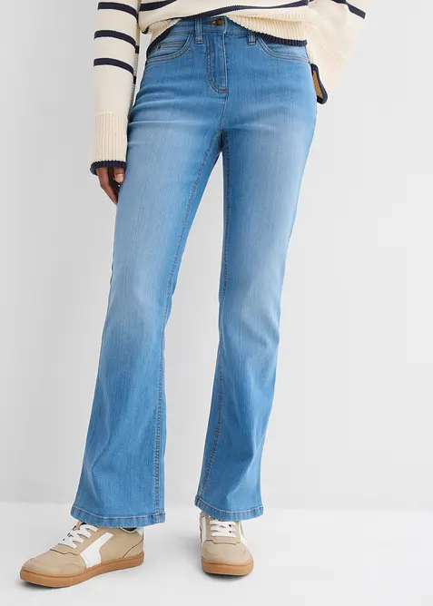 Jeans bootcut elasticizzati, vita media, bonprix