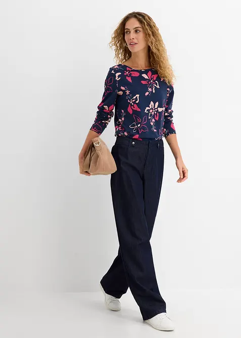 Maglia a maniche lunghe in fantasia floreale, bonprix