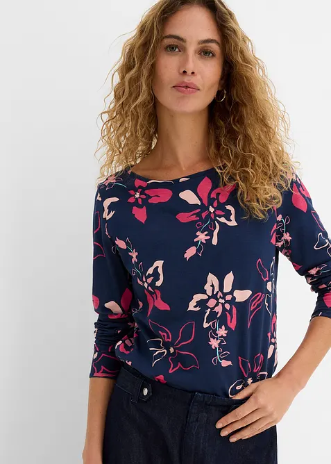 Maglia a maniche lunghe in fantasia floreale, bonprix