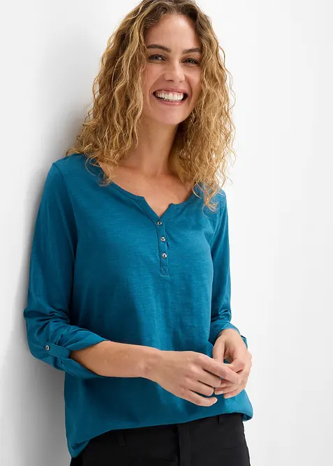 Maglia con bottoncini in puro cotone biologico, bonprix