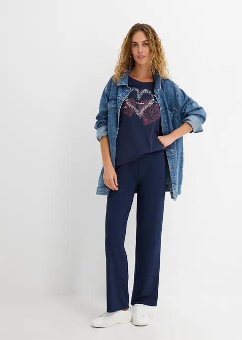 T-shirt in cotone biologico con cuore, bonprix