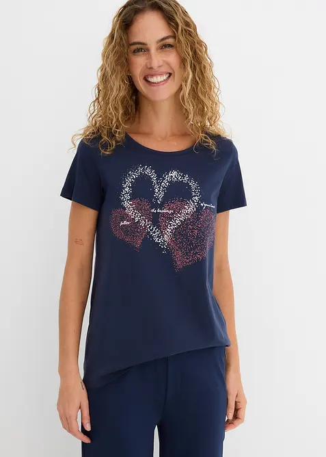 T-shirt in cotone biologico con cuore, bonprix