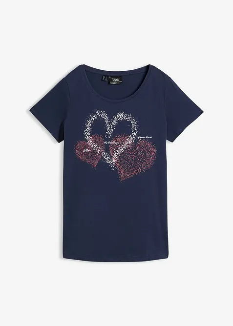 T-shirt in cotone biologico con cuore, bonprix