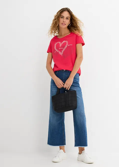 T-shirt in cotone biologico con cuore, bonprix