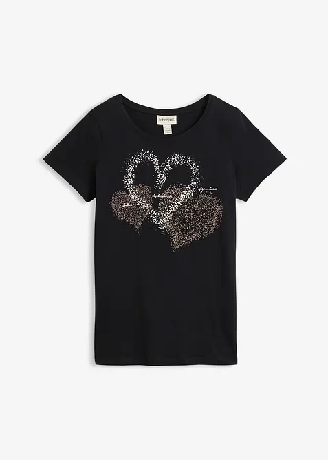T-shirt in cotone biologico con cuore, bonprix