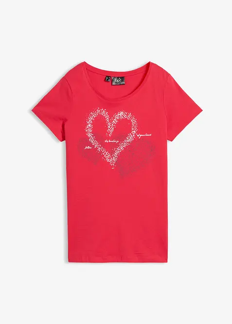 T-shirt in cotone biologico con cuore, bonprix
