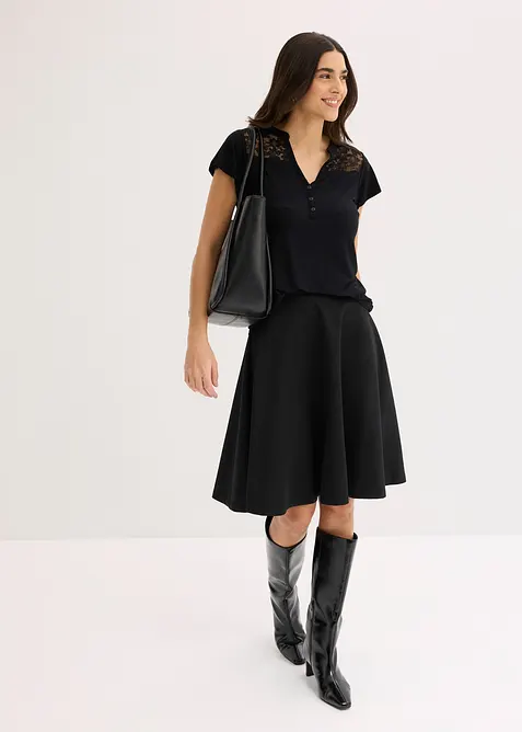 Maglia serafino in misto viscosa, bonprix