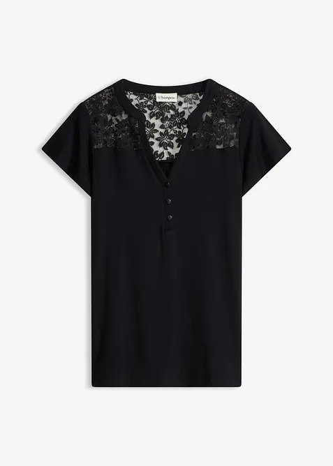 Maglia serafino in misto viscosa, bonprix