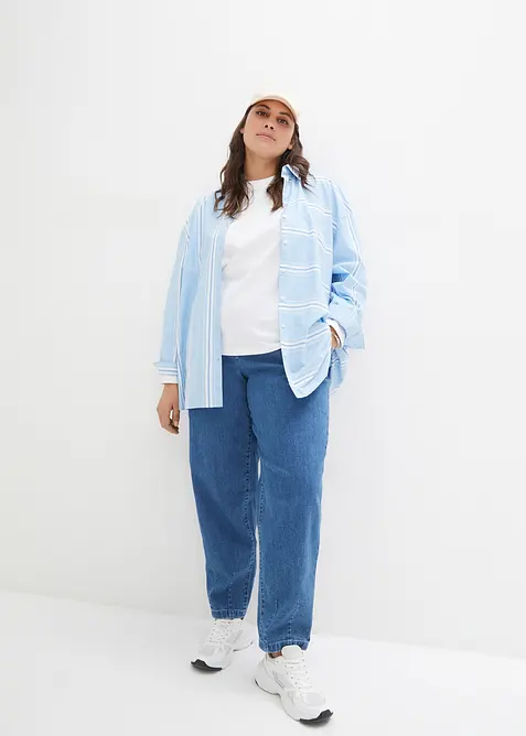 Mom jeans con cinta comoda, vita alta, bonprix