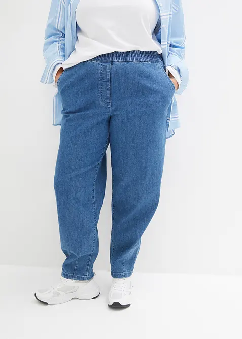 Mom jeans con cinta comoda, vita alta, bonprix