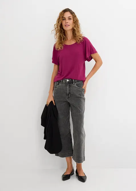 Maglia in filato fiammato con maniche ad aletta, bonprix