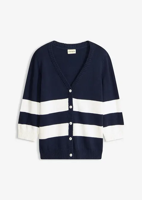 Cardigan in maglia di cotone a righe, bonprix