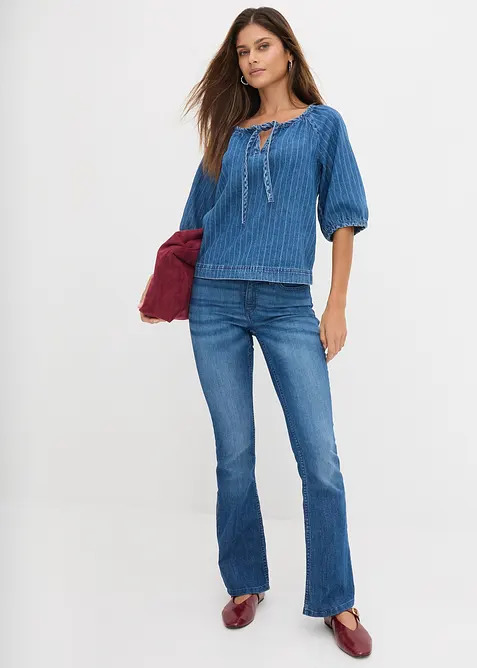 Jeans bootcut elasticizzati, vita media, bonprix