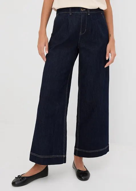 Jeans wide leg con cinta comoda, vita alta, bonprix