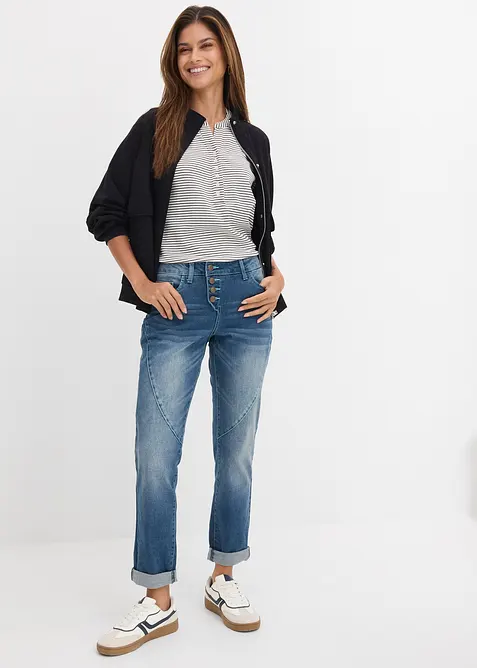 Jeans boyfriend elasticizzati, vita bassa, bonprix