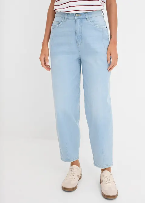 Jeans barrel shape in cotone biologico, vita alta, bonprix