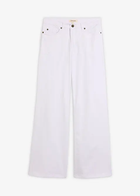 Jeans wide leg elasticizzati, vita media, bonprix